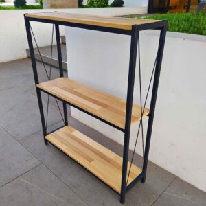 ESTANTE RECIBIDOR DE 3 NIVELES HECHO EN FIERRO Y MADERA